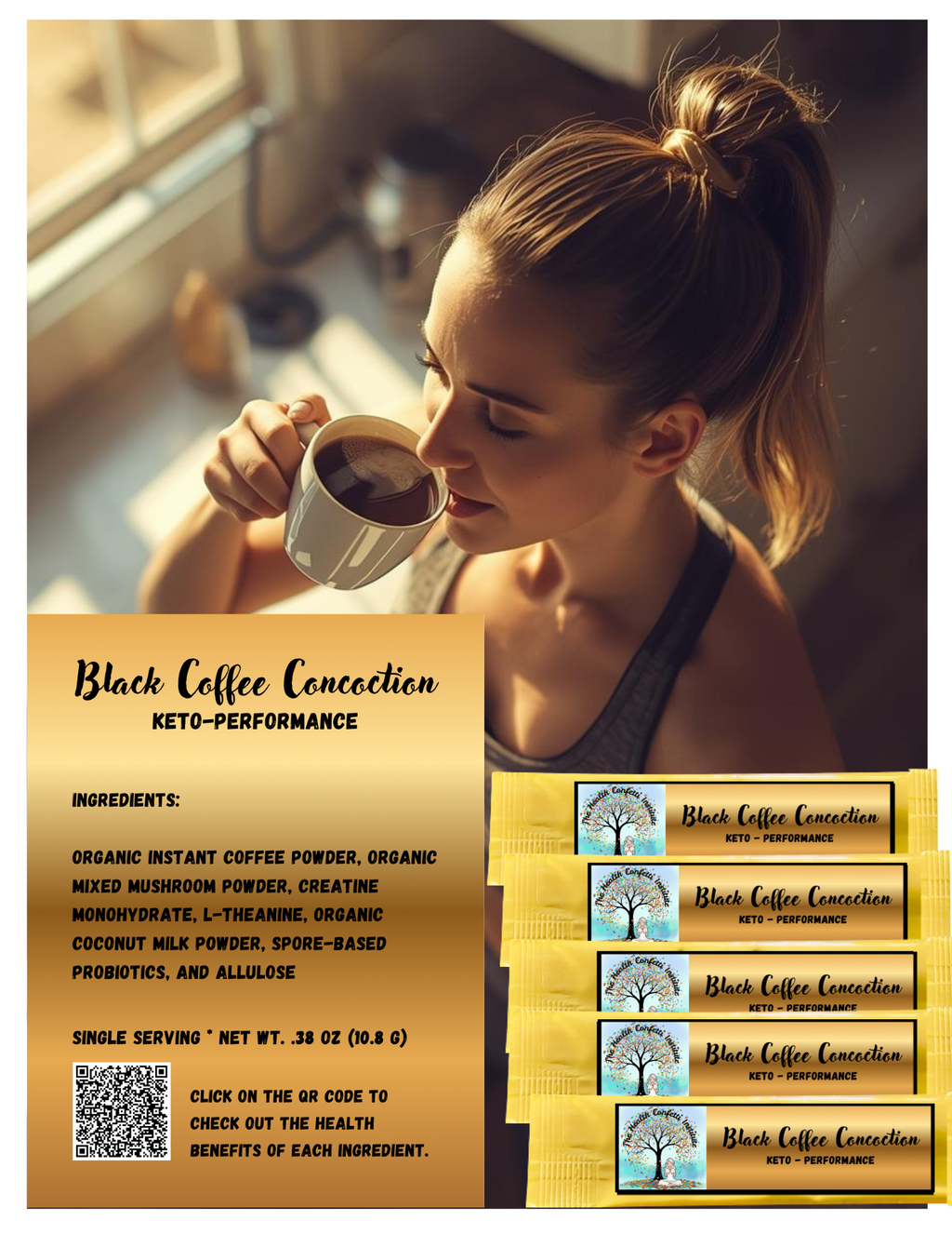 Organic Black Coffee Concoction - Keto Performance -  31 Packets